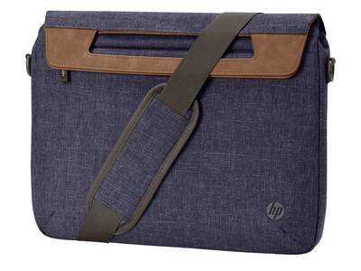 HP Renew Laptop Slim Briefcase, Heather Blue/Brown Fabric/Faux Leather (1A215AA#ABL)