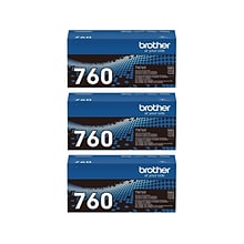 Brother TN760 Black High Yield Toner Cartridge, 3/Pack (TN760-3PKSTP)