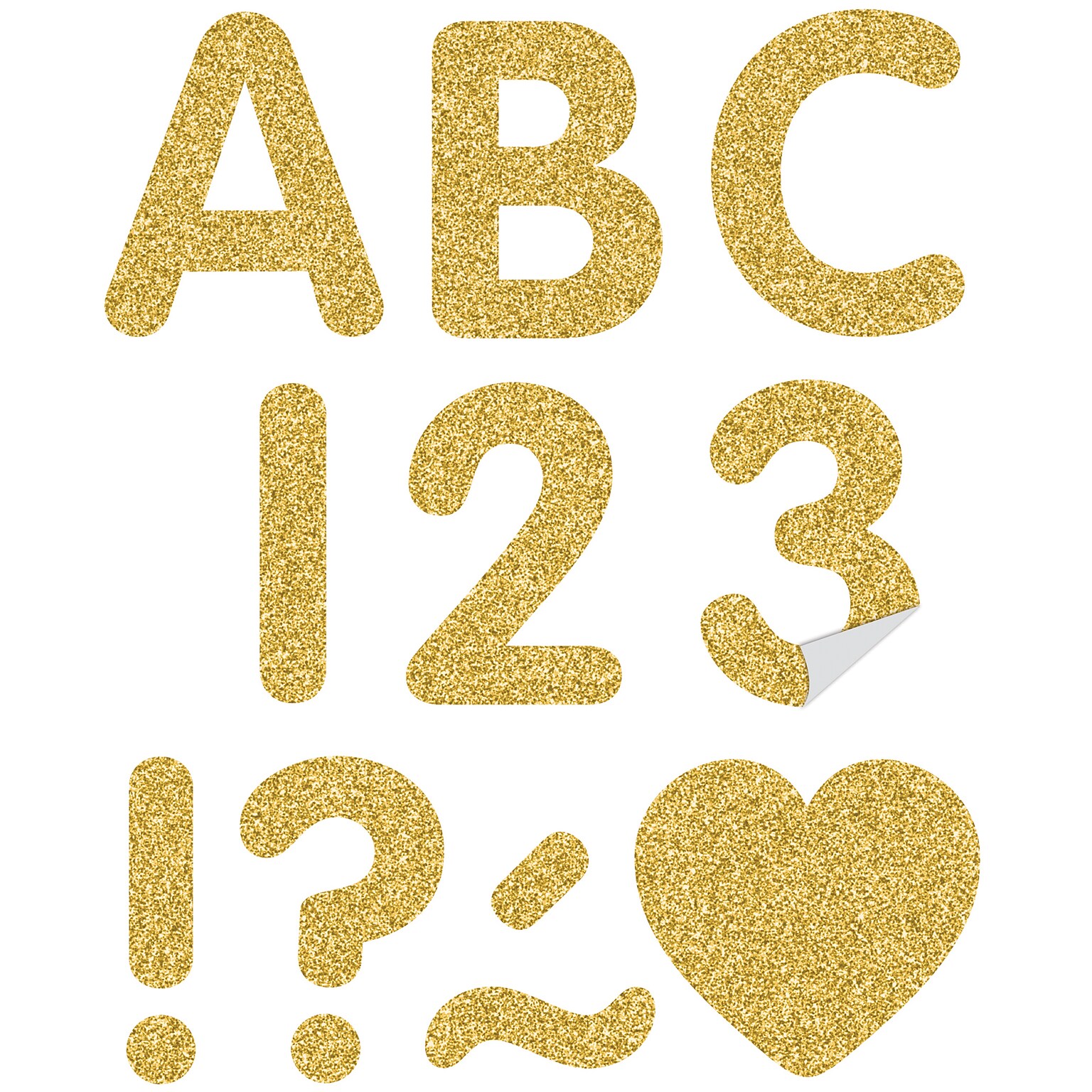 Teacher Created Resources 2 Self-Adhesive Letters and Numbers, Gold Glitz, 276/Pack (TCR9648)