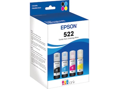 Epson 522 Black/Cyan/Magenta/Yellow Ultra High Yield Ink Cartridge Refill, 4/Pack (T522120-BCS)