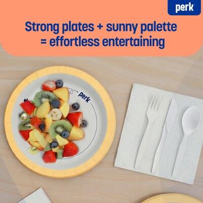 Perk™ Medium-Weight Paper Plates, 6", Yellow/White, 500/Carton (PK54328CT)