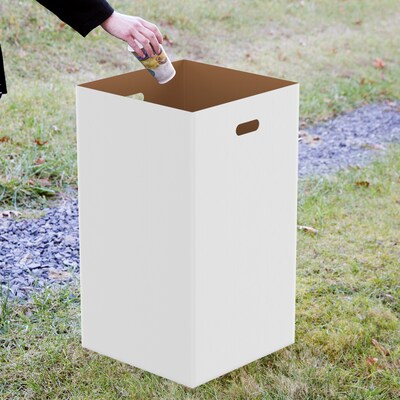 Gritt Commercial 40-Gallon Corrugated Cardboard Trash Can and Recycling Container, White, 10/Carton (GRI520-40G-10)