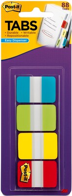 Post-it Tabs, 1 Wide, Solid, Assorted Colors, 88 Tabs/Pack (686-ALYR1IN)