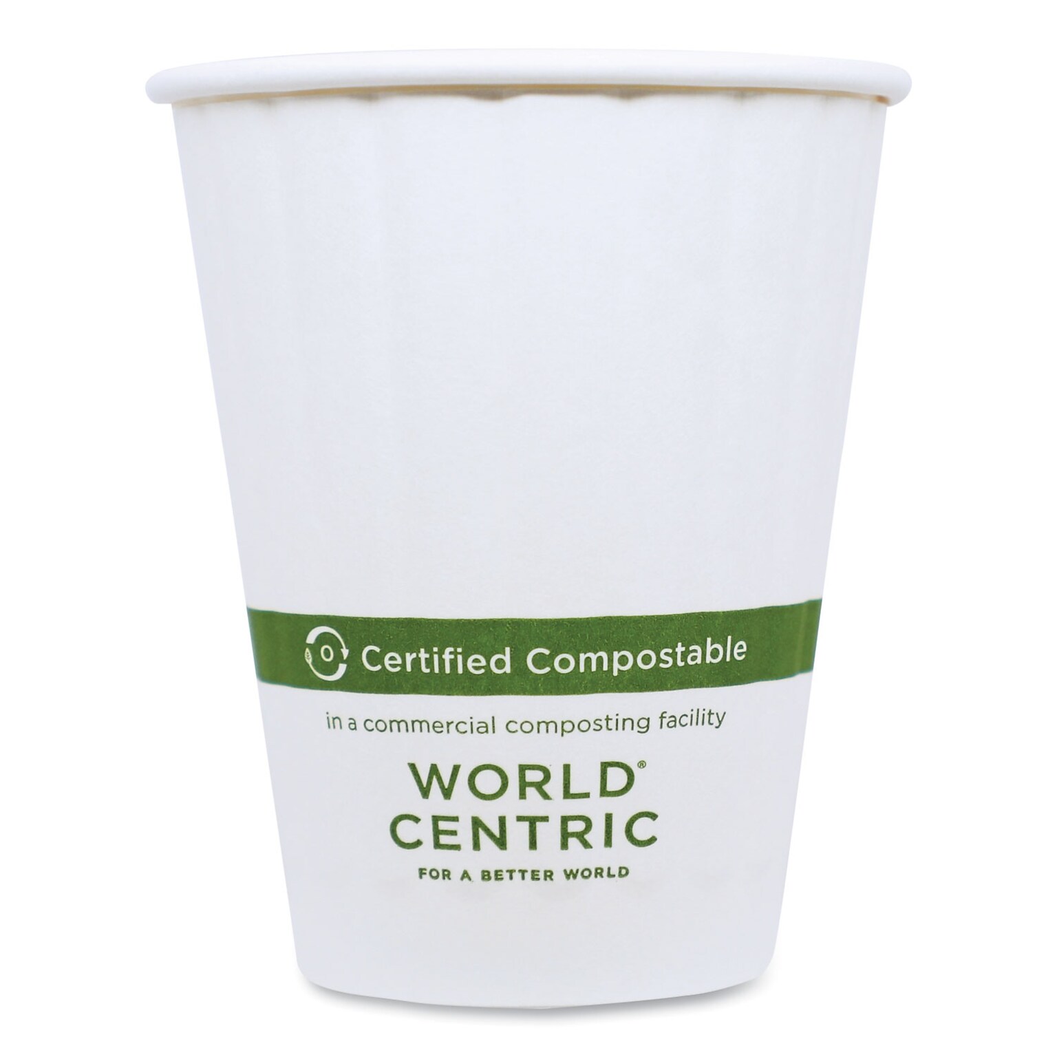 World Centric Compostable Paper Hot Cups, 8 oz., White, 1000/Carton (CU-PA-8D)