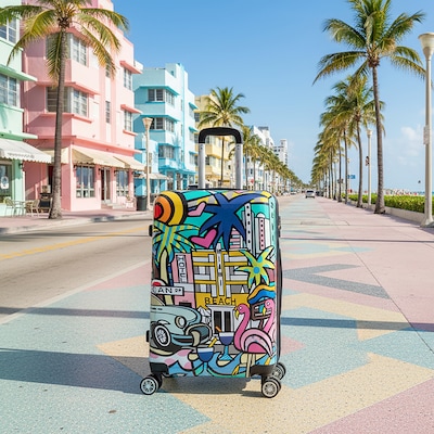 InUSA 24" Hardside Miami Suitcase, 4-Wheeled Spinner, TSA Checkpoint Friendly, Miami (IUAPC00M-MIA)