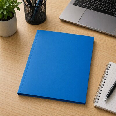 Staples Matte Plastic 2-Pocket Portfolio Folder with Fasteners, Letter Size, Durable and Flexible, Blue