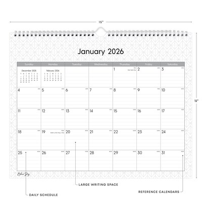 2026 Blue Sky Enterprise 15 x 12 Monthly Desk Calendar, Black/White (111292-26)