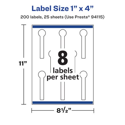 Avery Laser/Inkjet Decorative Edge Waterproof Multipurpose Labels, 4" x 1", White, 200/Pack (94115)