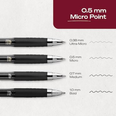 uniball 207 Retractable Gel Pens, Micro Point, 0.5mm, Black Ink, Dozen (61255)