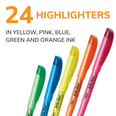 School Smart Tank Style Highlighter Set, Chisel Tip, Assorted Colors, Set of 20