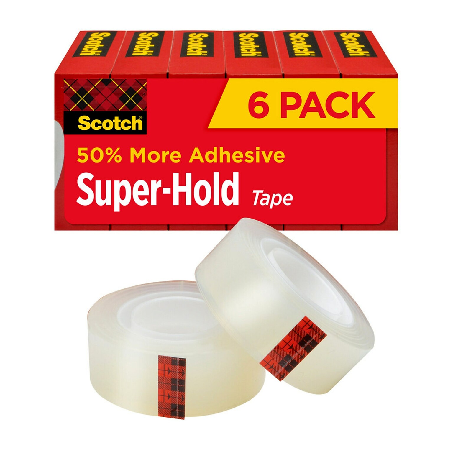 Scotch Super-Hold Transparent Clear Tape Refill, 0.75 x 27.77 yds., 1 Core, Clear, 6 Rolls/Pack (700K6)