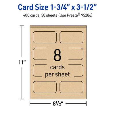 Avery Business Cards, 1-3/4" x 3-1/2", Matte Kraft Brown, 400/Box (95286)