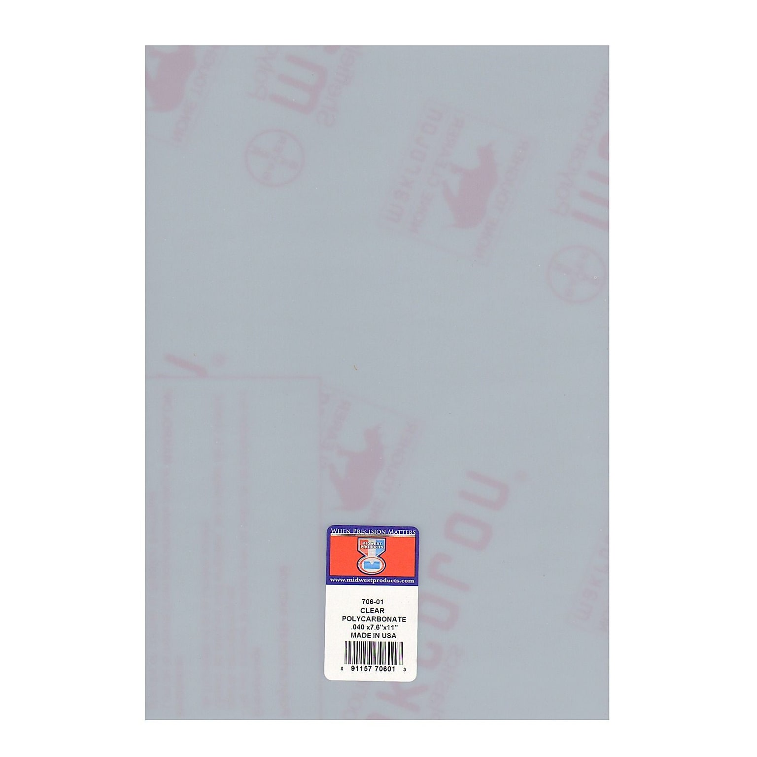 Midwest Clear Polycarbonate Sheets 0.040 In./1.00 Mm 7.6 In. X 11 In. [Pack Of 2] (2PK-706-01)