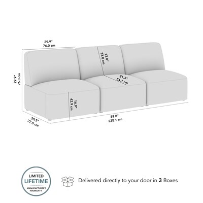 Bush Business Furniture Assemble Modular 3 Seater Sectional Sofa, Oat Fabric (ASM002OTF)