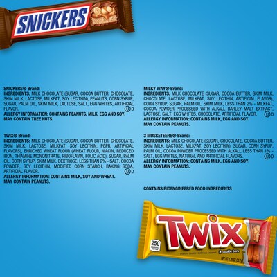 Mars Variety Pack SNICKERS, TWIX, 3 MUSKETEERS & MILKY WAY Milk Chocolate Candy Bar, 55 oz., 30 (220-00085)