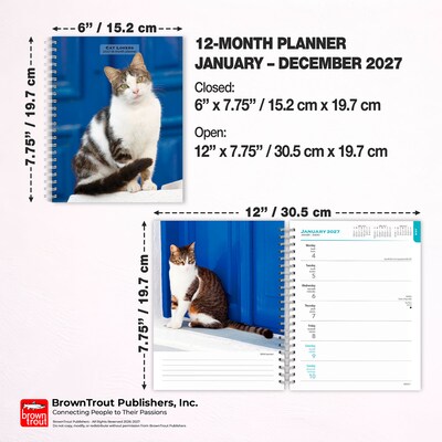 2027 BrownTrout Cat Lovers 6.5" x 7.8" Calendar Year Weekly Standard Planner, Multicolor (9798330709427)