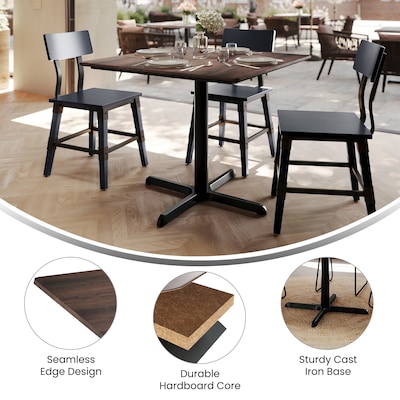 Flash Furniture Acadia Square Wooden Dining Table with X-Base, 36"D x 36"W, Dark Brown/Black Base (STSQ36WBRT3030)