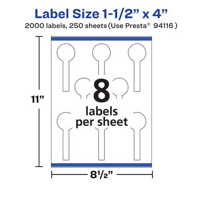 Avery Laser/Inkjet Multipurpose Labels, 4"  x 1.5", Matte White, 2000/Box (94116)