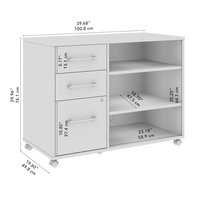 Bush Business Furniture Hustle Office Storage Cabinet with Wheels, Platinum Gray (HUF140PG)