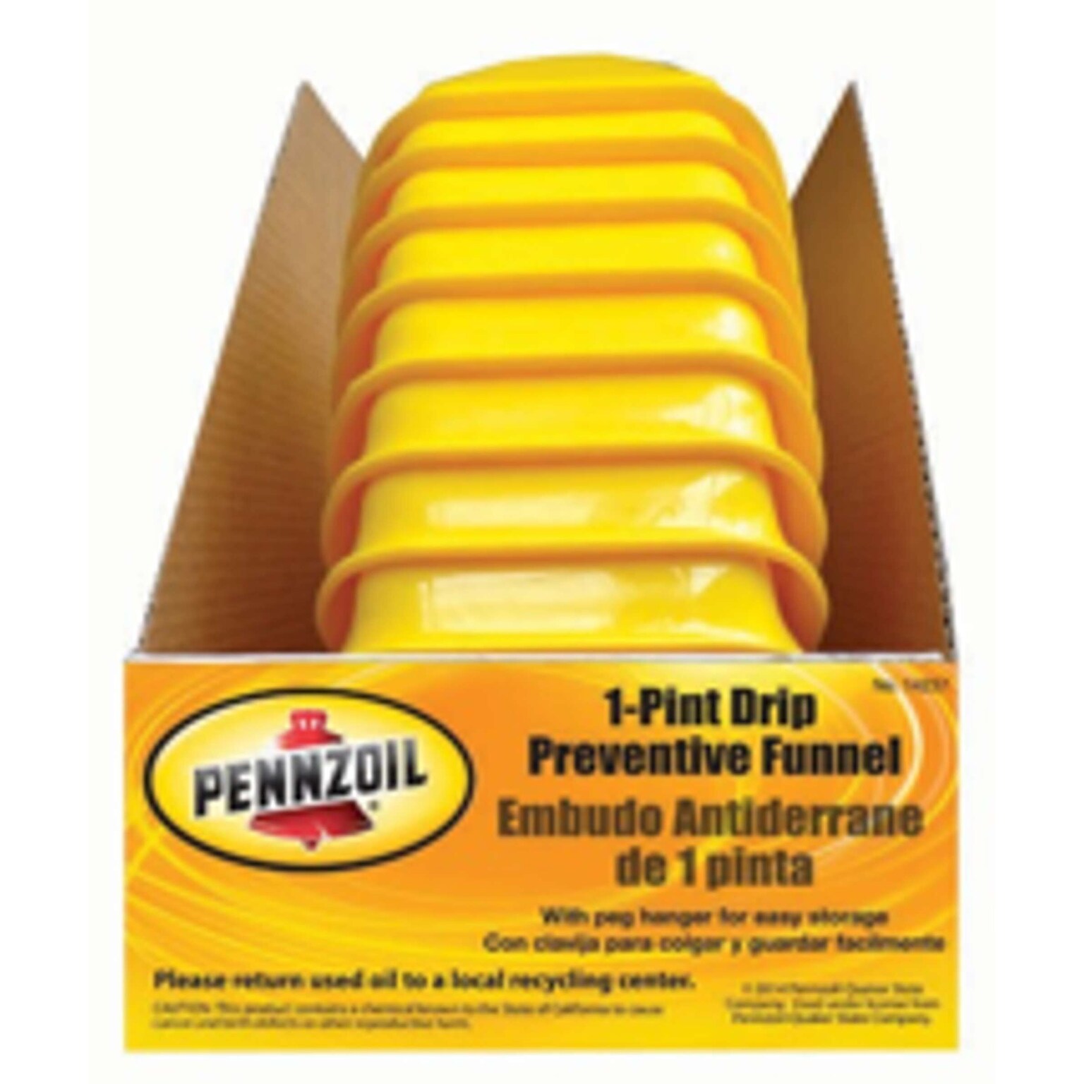 Pennzoil Drip Prevention Funnel, 1 Pint, Yellow, 24/Carton (14237)
