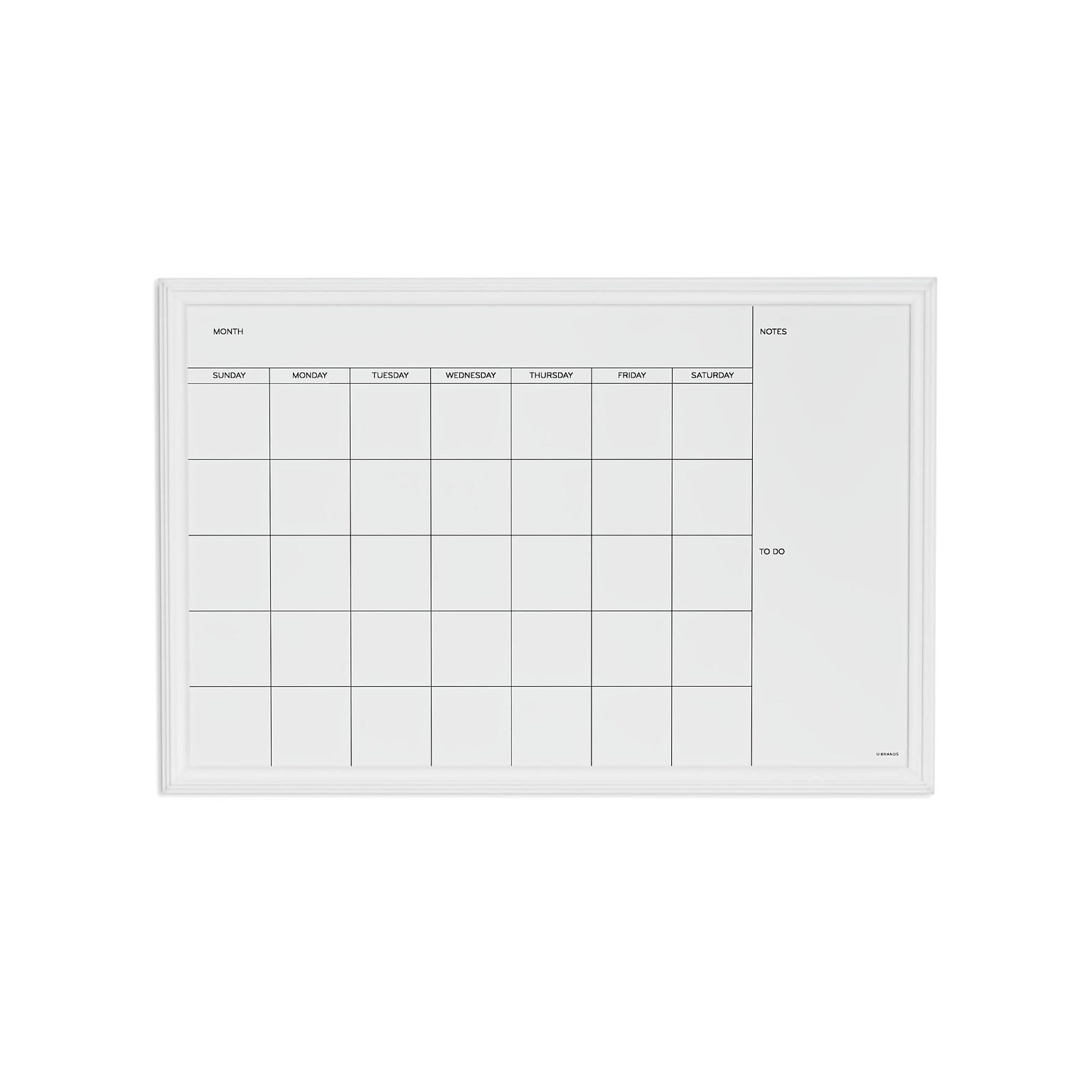 U Brands Magnetic Dry Erase Calendar Whiteboard, 30 x 20, White Decor Frame (2075U00-01)