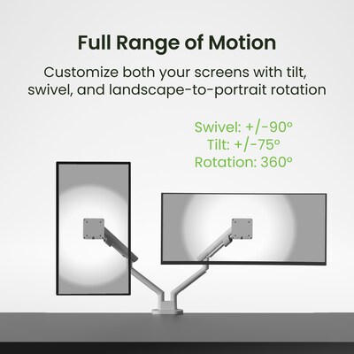 Kanto DM2 Dual Monitor Desktop Mount for 17” - 35” Displays, Up to 22 lbs., White
