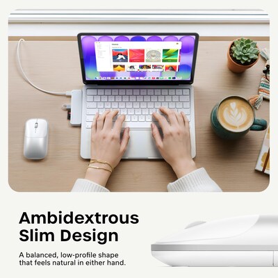 Satechi Slim EX Wireless Ambidextrous USB-C Mouse, Silver (ST-MEXS)
