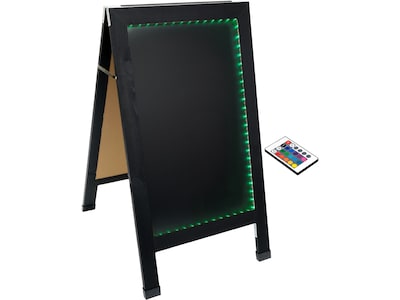 Excello Global Products Indoor/Outdoor Sidewalk LED Chalkboard Sign, 18 x 29, Black (CKB-0013-LED)