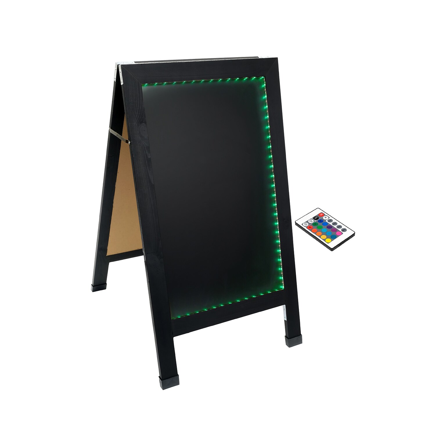 Excello Global Products Indoor/Outdoor Sidewalk LED Chalkboard Sign, 18 x 29, Black (CKB-0013-LED)