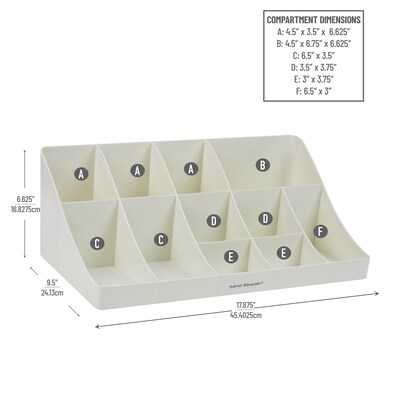 Mind Reader 11 Compartment Plastic Coffee Cup and Condiment Organizer, White (COMORG-WHT)