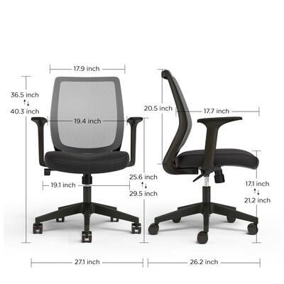 Staples® Essentials Ergonomic Fabric Swivel Task Chair, Black (UN56947)