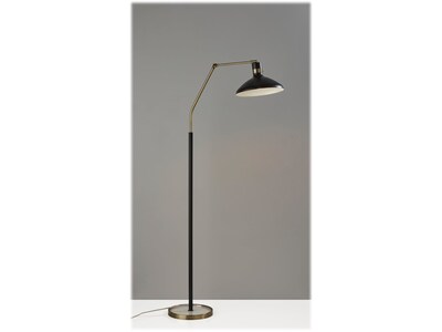 Adesso Bryson 64 Metal Black/Antique Brass Floor Lamp with Cone Shade (3598-21)