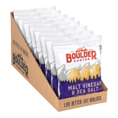 Boulder Canyon Malt Vinegar & Sea Salt Potato Chips, 2 oz., 8/Box (220-02560)