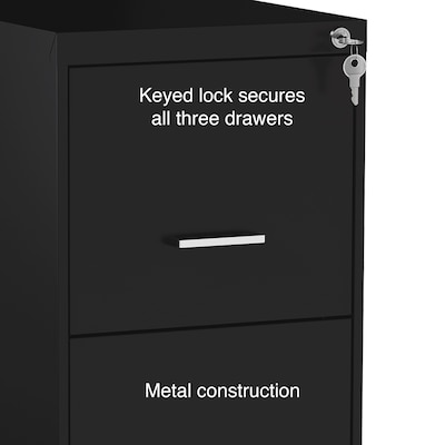 Quill Brand® 3-Drawer Vertical File Cabinet, Locking, Letter, Black, 18"D (52151)