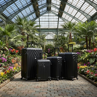 InUSA Vasty 4-Piece Hardside Spinner Luggage Set, TSA Checkpoint Friendly, Black (IUVASSMLXL-BLK)