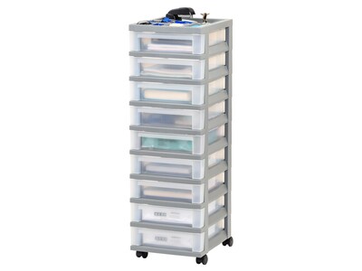 Iris 9-Drawer Standalone Storage Cart, Gray/Translucent White (585084)