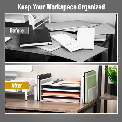 Mind Reader Metal Front Loading Letter Tray, White (4TSIDE2-WHT)