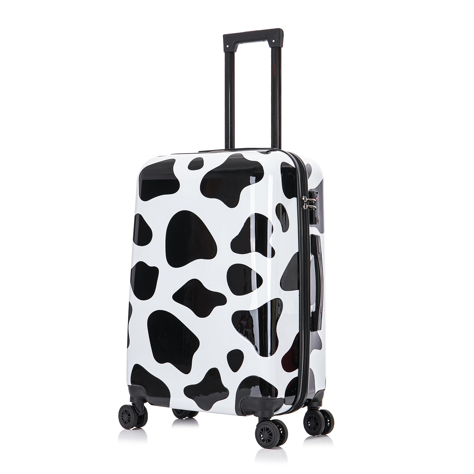 InUSA Prints 26.82 Hardside Suitcase, 4-Wheeled Spinner, TSA Checkpoint Friendly, Cow Animal Print (IUAPC00M-COW)