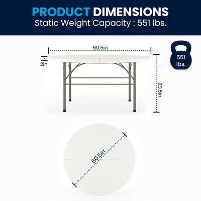 Flash Furniture Scarborough Folding Table, 60.5" x 60.5", White (DAD154Z)