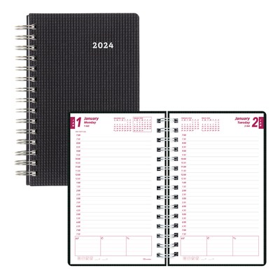 2024 Brownline DuraFlex 5" x 8" Daily & Monthly Planner, Black (CB634V.BLK)