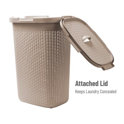 Mind Reader Plastic Laundry Hamper with Lid, Brown Metallic (60HAMP-BRNM)