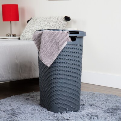 Mind Reader 15.85-Gallon Laundry Hamper with Lid, Plastic, Gray (60HAMP-GRY)