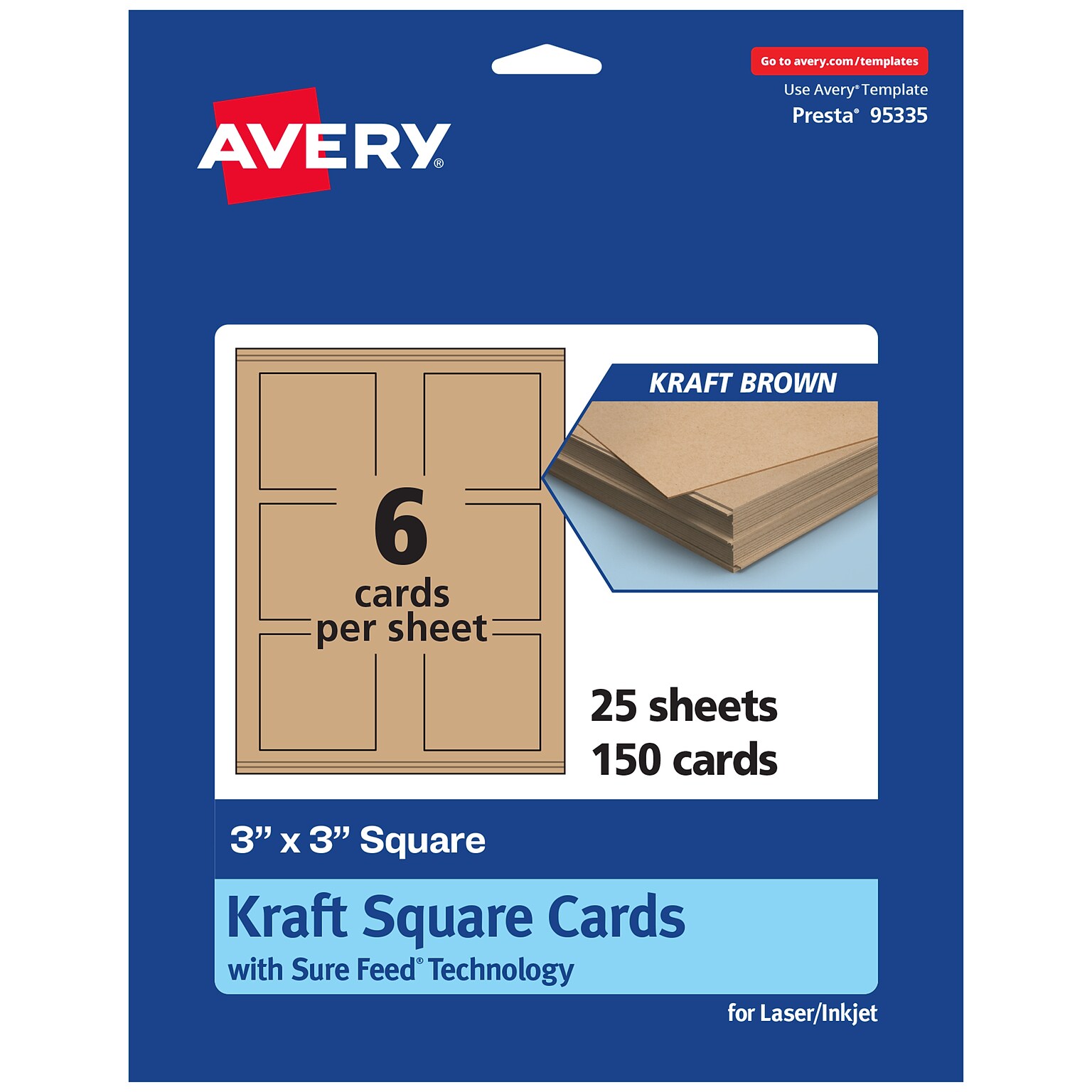 Avery Matte General Use Blank Cards, Kraft Brown, 150/Pack (95335)