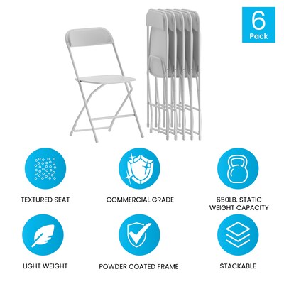 Flash Furniture Plastic Folding Chair, White, Set of 6 (6LEL3WHITE)