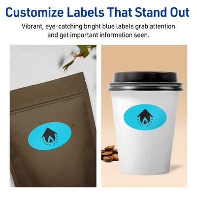 Avery Printable Oval Multipurpose Labels, 1-1/8" x 2-1/4", Bright Blue, 840/Pack (94054)