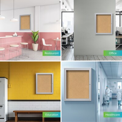 Ghent Cork Enclosed Bulletin Board, Aluminum Frame, 3'H x 2'W (PA13624K)