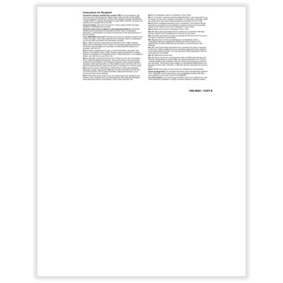 ComplyRight 2025 1099-MISC Tax Form, 1-Part, 3-Up, Recipient Blank, 50/Pack (517350)