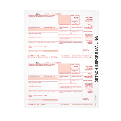 TOPS 2023 1098 Tax Form, Federal Copy A, 50/Pack (L1098FED-S)