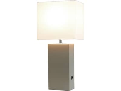 Lalia Home Lexington Table Lamp, Gray Faux Leather (LHT-3012-GY)