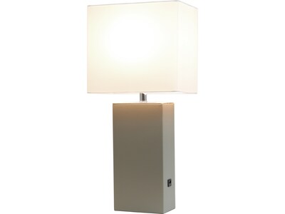 Lalia Home Lexington Table Lamp, Gray Faux Leather (LHT-3012-GY)